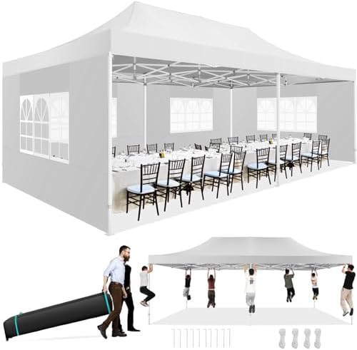 10x20 Heavy Duty Pop Up Canopy Tent with 6 Sidewalls, Alps