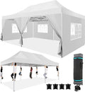 10x20 Heavy Duty Pop Up Canopy Tent with 6 Sidewalls, Snow