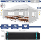 10x20 Heavy Duty Pop Up Canopy Tent with 6 Sidewalls, Snow, alternate view 2