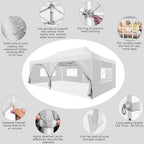 10x20 Heavy Duty Pop Up Canopy Tent with 6 Sidewalls, Snow, alternate view 3
