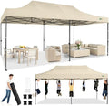 10x20 Heavy Duty Pop Up Canopy Tent with 6 Sidewalls Thicken Frame, Commercial Easy Up Outdoor Wedding Party