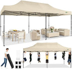 10x20 Heavy Duty Pop Up Canopy Tent with 6 Sidewalls Thicken Frame, Commercial Easy Up Outdoor Wedding Party