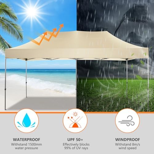 10x20 Heavy Duty Pop Up Canopy Tent with 6 Sidewalls Thicken Frame, Commercial Easy Up Outdoor Wedding Party, alternate view