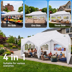 10x20 Heavy Duty Pop Up Canopy Tent with 6 Sidewalls, White in White, alternate view 2