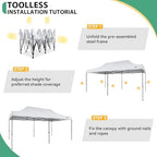 10x20 Heavy Duty Pop Up Canopy Tent with 6 Sidewalls, White in White, alternate view 5
