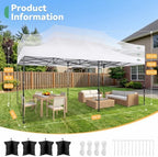 10x20 Heavy Duty Pop Up Canopy Tent with 6 Sidewalls, White in White, alternate view 6