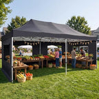 10x20 Heavy Duty Pop up Canopy Tent with Sidewalls Black
