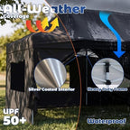 10x20 Heavy Duty Pop up Canopy Tent with Sidewalls Black, alternate view 2