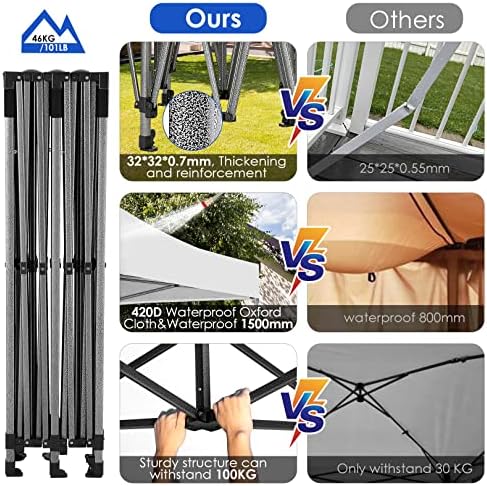 10x20 Heavy Duty Pop Up Canopy Tent with Sidewalls, Easy Up Canopy, alternate view 5
