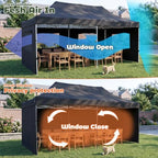 10x20 Heavy Duty Pop up Canopy Tent with Sidewalls &Mesh Windows Black, alternate view 3