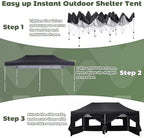10x20 Heavy Duty Pop up Canopy Tent with Sidewalls &Mesh Windows Black, alternate view 4