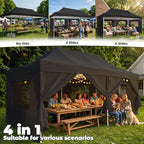 10x20 Heavy Duty Pop up Canopy Tent with Sidewalls &Mesh Windows Black, alternate view 6