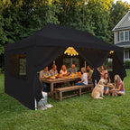 10x20 Heavy Duty Pop up Canopy Tent with Sidewalls &Mesh Windows Black, alternate view 7