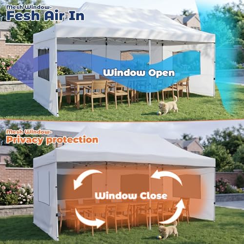 10x20 Heavy Duty Pop up Canopy Tent with Sidewalls White, alternate view 4