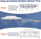 10x20 Heavy Duty Pop up Canopy Tent with Sidewalls White, alternate view 5