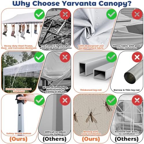10x20 Heavy Duty Pop up Canopy Tent with Sidewalls White, alternate view 6