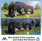 10x20 Heavy Duty Pop Up Canopy with 6 Mesh Window Sidewalls, Outdoor, Black in Black, alternate view 4