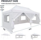 10x20 Heavy Duty Pop Up Canopy with 6 Mesh Window Sidewalls, Outdoor, White in White, alternate view 2