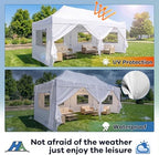 10x20 Heavy Duty Pop Up Canopy with 6 Mesh Window Sidewalls, Outdoor, White in White, alternate view 4