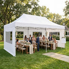 10x20 Heavy Duty Pop Up Canopy with 6 Mesh Window Sidewalls, Outdoor, White in White, alternate view 6