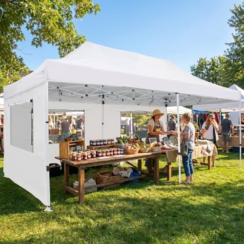 10x20 Heavy Duty Pop Up Canopy with 6 Mesh Window Sidewalls, Outdoor, White in White, alternate view 7