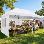 10x20 Heavy Duty Pop Up Canopy with 6 Mesh Window Sidewalls, Outdoor, White in White, alternate view 7