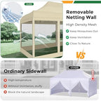 10x20 Heavy Duty Pop Up Canopy with 6 Mosquito Net Sidewalls, Khaki in Khaki, alternate view 3