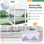 10x20 Heavy Duty Pop Up Canopy with 6 Mosquito Net Sidewalls, White in White, alternate view 3