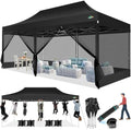 10x20 Heavy Duty Pop up Canopy with 6 Sidewalls, Canopy Tent with Mosquito Netting, Easy up Screen Party Tent