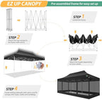 10x20 Heavy Duty Pop up Canopy with 6 Sidewalls, Canopy Tent with Mosquito Netting, Easy up Screen Party Tent, alternate view