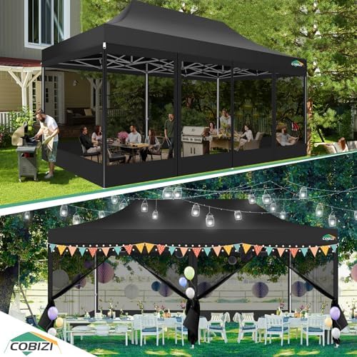 10x20 Heavy Duty Pop up Canopy with 6 Sidewalls, Canopy Tent with Mosquito Netting, Easy up Screen Party Tent, alternate view