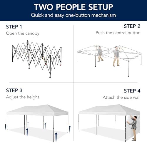 10x20 Party Tent, Heavy Duty Waterproof Large Outdoor Event Easy Pop Up Canopy Shelter w/Sidewalls, 1-Button, alternate view