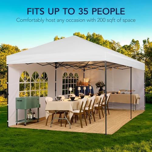 10x20 Party Tent, Heavy Duty Waterproof Large Outdoor Event Easy Pop Up Canopy Shelter w/Sidewalls, 1-Button, alternate view