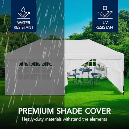 10x20 Party Tent, Heavy Duty Waterproof Large Outdoor Event Easy Pop Up Canopy Shelter w/Sidewalls, 1-Button, alternate view