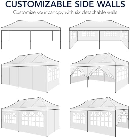 10x20 Party Tent, Heavy Duty Waterproof Large Outdoor Event Easy Pop Up Canopy Shelter w/Sidewalls, 1-Button, alternate view