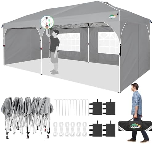 10x20 Pop Up Canopy: Canopy Tent with Patented Center-Lock Tech | Quick-Setup, UV-Reflective & Detachable Walls