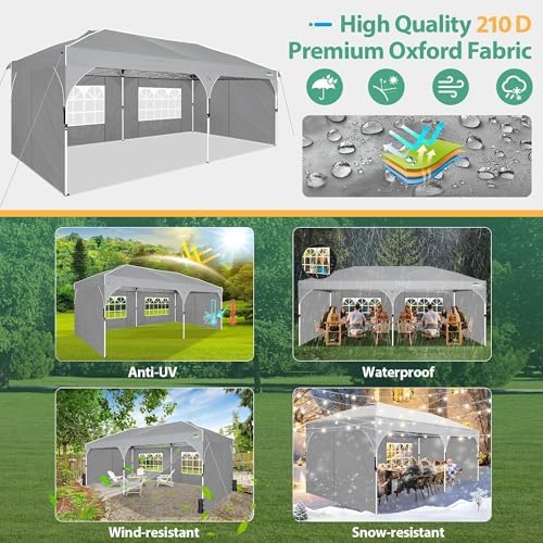 10x20 Pop Up Canopy: Canopy Tent with Patented Center-Lock Tech | Quick-Setup, UV-Reflective & Detachable Walls, alternate