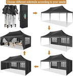 10x20 Pop Up Canopy Ez Up Frame Upgraded with 6 Sidewalls, Black in Black, alternate view 3