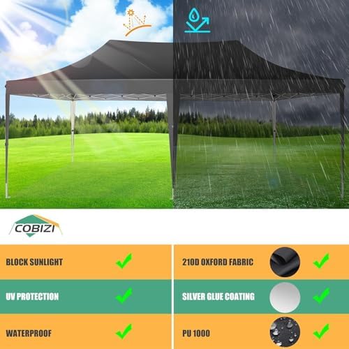 10x20 Pop Up Canopy Ez Up Frame Upgraded with 6 Sidewalls, Black in Black, alternate view 4
