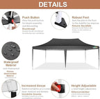 10x20 Pop Up Canopy Ez Up Frame Upgraded with 6 Sidewalls, Black in Black, alternate view 5