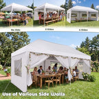 10x20 Pop up Canopy Privacy Tent with Sidewalls & Mesh Window White, alternate view 2