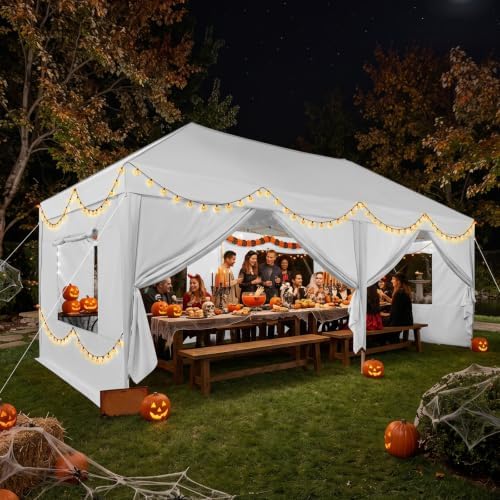 10x20 Pop up Canopy Privacy Tent with Sidewalls & Mesh Window White, alternate view 4