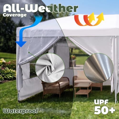 10x20 Pop up Canopy Privacy Tent with Sidewalls & Mesh Window White, alternate view 6