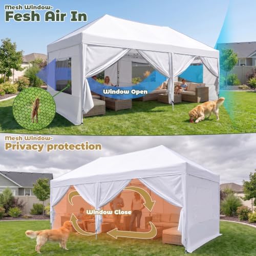 10x20 Pop up Canopy Privacy Tent with Sidewalls & Mesh Window White, alternate view 7