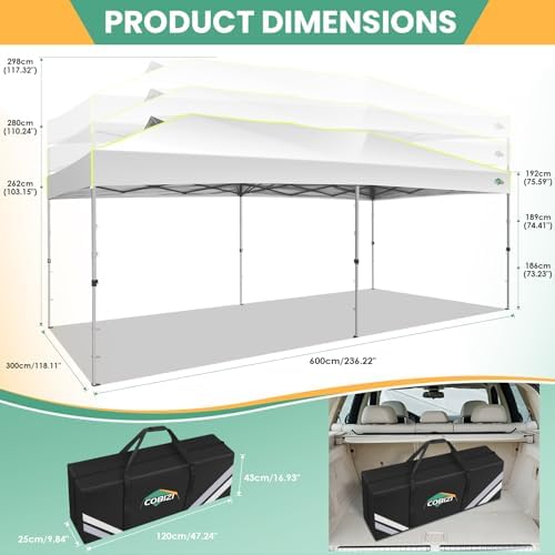 10x20 Pop Up Canopy Tent, Commercial Instant Tent for Wedding, Parties with 3 Adjustable Height, Outdoor Ez Up, alternate