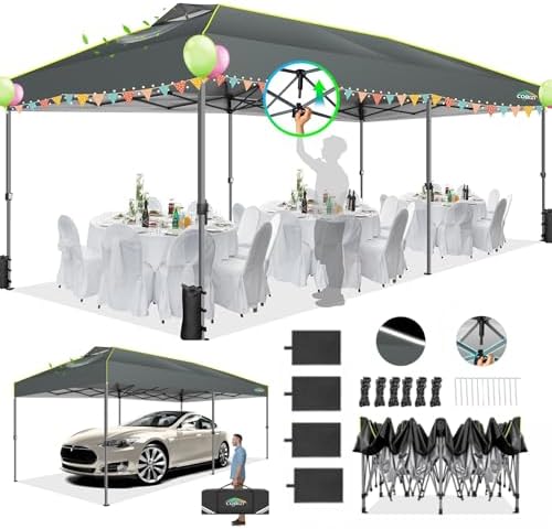 10x20 Pop Up Canopy Tent Ez Up Commercial Outdoor Canopy Wedding Party Tents with Center Lock Instant Folding