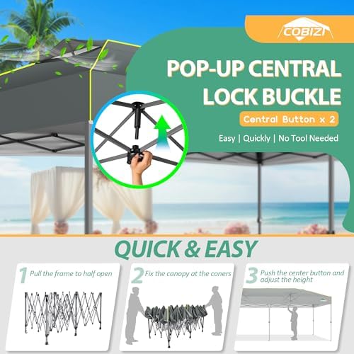 10x20 Pop Up Canopy Tent Ez Up Commercial Outdoor Canopy Wedding Party Tents with Center Lock Instant Folding, alternate view