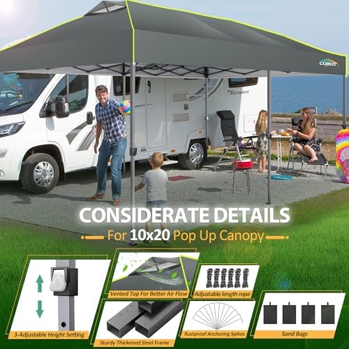 10x20 Pop Up Canopy Tent Ez Up Commercial Outdoor Canopy Wedding Party Tents with Center Lock Instant Folding, alternate view