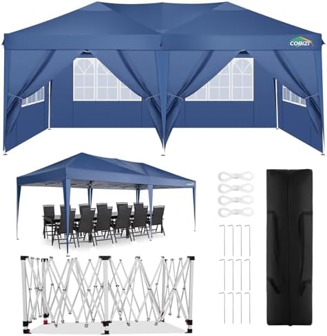 10x20 Pop up Canopy Tent for Parties Protable Canopy Tent with 6 Sidewalls Waterproof Commercial Instant Shelter