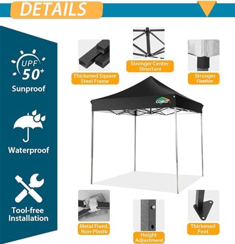 10x20 Pop Up Canopy Tent, Heavy Duty Canopy(Black Gray No Sidewalls), alternate view 4